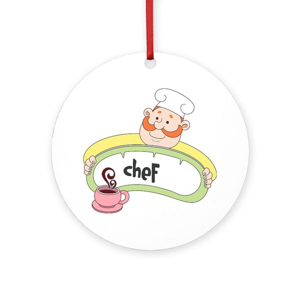 CafePress Chef 4" Round MDF Wood Ornament