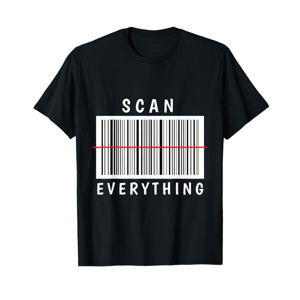 Funny Scan Everything Barcode Scanner Cashier T-Shirt, black, s