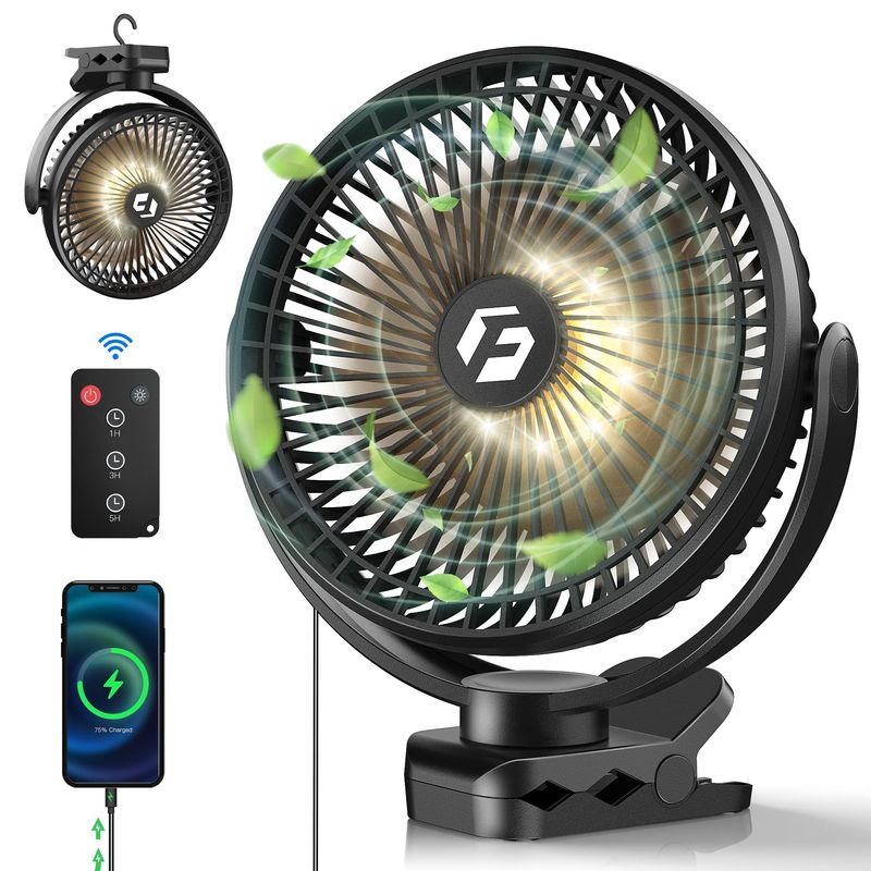 FRIZCOL 12000mAh 8 Inch Portable Clip On Fan Rechargeable, Battery ...