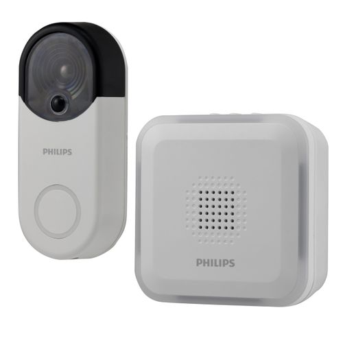 Philips Wireless Security Doorbell Chime Kit, Decoy Doorbell Camera, Motion-Activated Light, Decoy Doorbell Home Security Cameras, Wireless Doorbell Chime, 150 Ft Range, White, DES6572WB/37