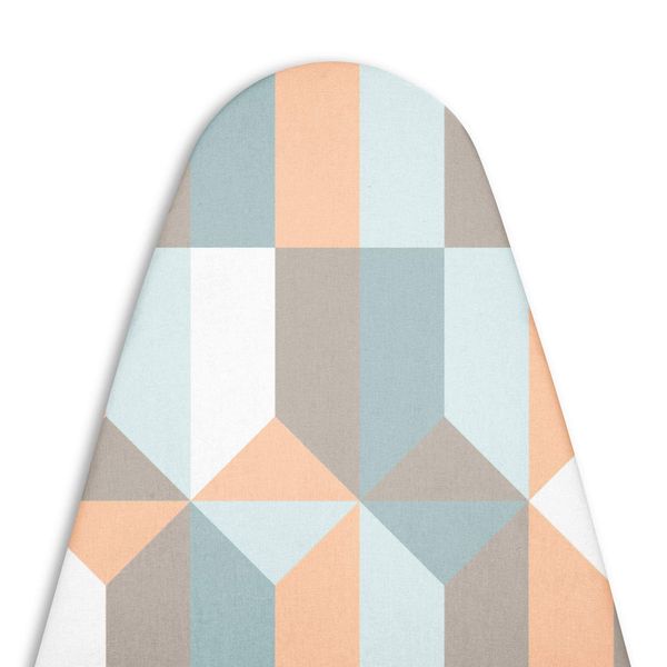 Encasa Ironing Board Covers (125 x 39 cm) Elastic Tightening with Thick 4 mm Felt Padding, Easy Fit, Scorch Resistant, Printed- Blocks