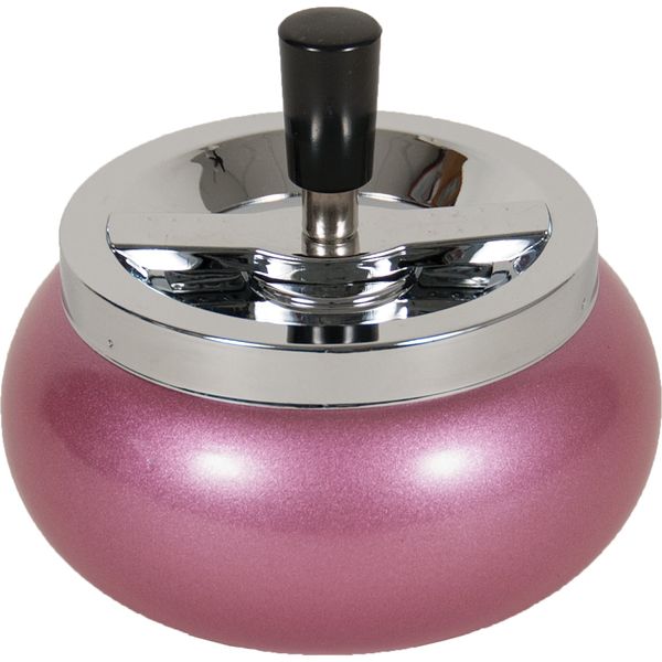5.5" Large Metal Spinning Ashtray - Metallic Glitter Rounded Bottom (Pink)