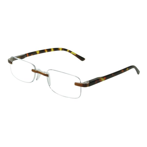 GL2212 Helsinki Tortoiseshell Rimless Rectangular Shaped Reading Glasses +1.0, 1.5, 2.0. +2.5, 3.0 (+2.5)