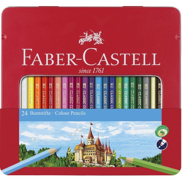 FABER-CASTELL 115824 - Buntstift Hexagonal, 24er Metalletui