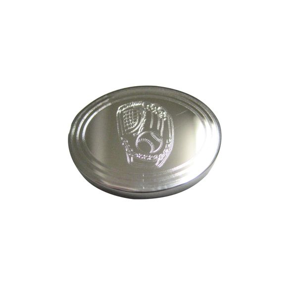 Kiola Designs Silver Toned Etched Oval Baseball Glove Magnet