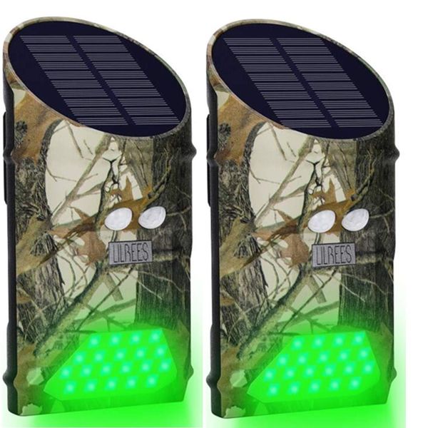 Lilbees Solar Hog Feeder Light Motion Activated Green Hunting Lights for Predator Coyote Pig Varmint Deer Hog Night Hunting(G300)(Pack of 2)