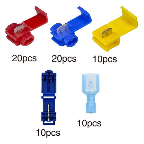 YIXISI 70 PCS Scotch Lock Quick Splice Electrical Wire Connectors, T-Tap Electrical Connectors, Branch Connectors, Insulated Self-Stripping Crimp Spade Connector Set (Red, Blue, Yellow, Dark Blue)