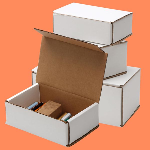 The Boxery Corrugated Mailers White Tuck Shipping Boxes (7x3x2)