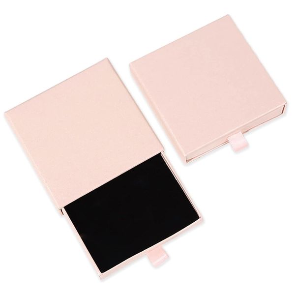 INSPUTOL Jewellery Gift Box Paper Jewellery Display Gift Boxes 9 * 9 * 1.7cm/3.5 * 3.5 * 0.6in Small Gift Box for Necklace Earrings Ring Jewelry Storage(Pink)