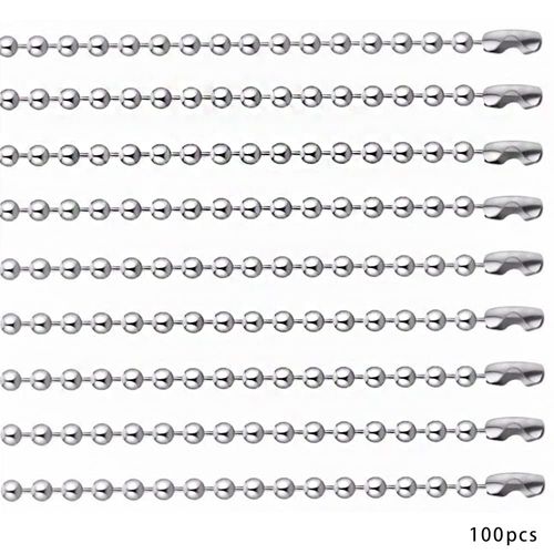 CENPEK 100pcs DIY Stainless Steel Ball Bead Chain Nickel Plated Ball Chain Necklace 2.4mm Bead Adjustable Metal Pull Chain Extension Beaded Chain with Matching Connector Jewelry Findings(15cm)