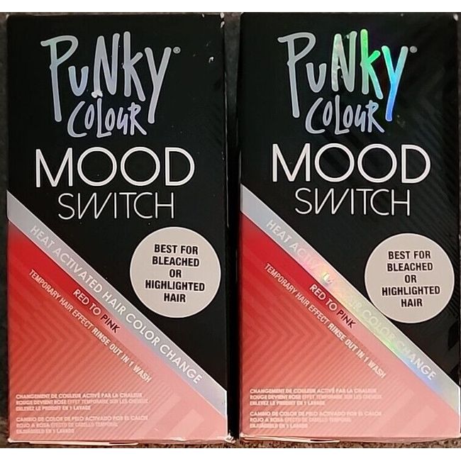 Two (2) PUNKY COLOUR Mood Switch ~ RED TO PINK ~ Heat Activated Hair Color