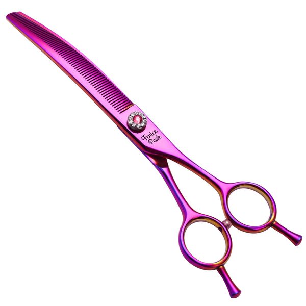 Fenice Peak Professional Dog Grooming Scissors Pet Curved Thinning Shears 7.0'' Extremely Sharp Blades 440C Steel Thinning Scissors Durable Smooth Motion & Fine Cut for Dogs and Cats (Multicolored)