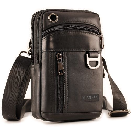 Mens Leather Cell Phone Holster, Vertical Belt Clip Cellphone Pouch,Purse Waist Bag compatible with iPhone Google, Zipper Storage Phone Bag for Work,Hike