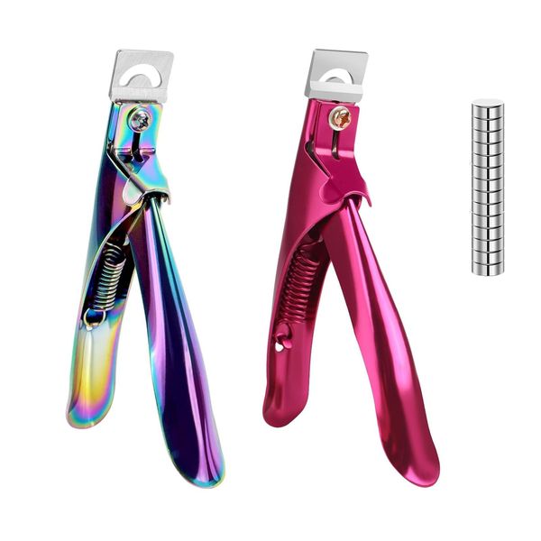 2Pcs Sharp Blade Acrylic False Nail Clippers with Magnets Sizer,Professional and High Precision Acrylic False Nail Clippers,Nail Clippers Acrylic Nail Cutter for Nail Tips for Salon Home Nail Art