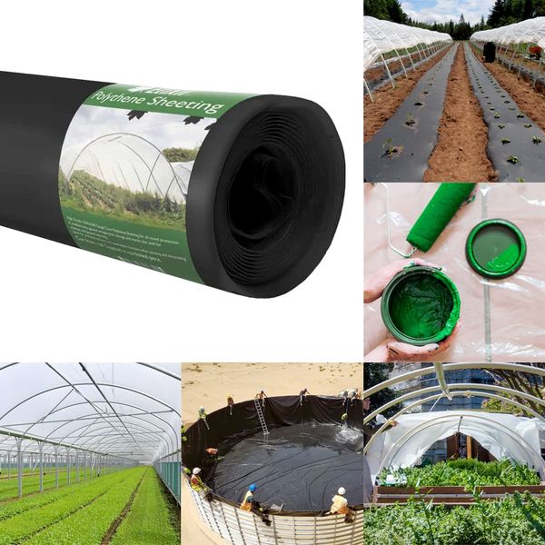 Elixir Gardens ® BLACK POLYTHENE SHEETING PLASTIC COVERS 1m x 5m 500G
