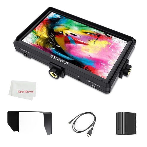 FEELWORLD FW568 V3 Monitor, Full HD 1920x1080 IPS, 6 inch DSLR Camera Monitor, Focus Assist, Waveform LUTS Video Peaking, with 4K HDMI 8.4V DC Input Output + Tilt Arm + NP750 Battery