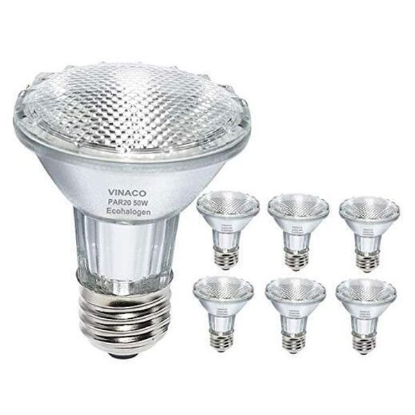 Par20 Bulbs, 6 Pack 120V 50W Par20 Flood Light Bulbs, E26 Medium Base Long