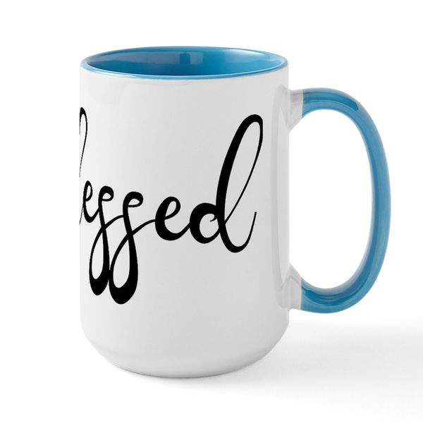 CafePress Hashtag Blessed 15 oz (444 ml) Ceramic Coffee Mug