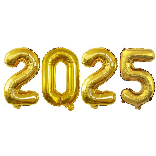 GOER 2025 Foil Number Balloons for 2025 New Year Eve Festival Party Supplies Graduation Decorations (Gold,16 Inch)