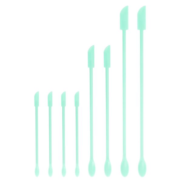 uxcell 8Pcs Makeup Spatula, Mini Silicone Spatula Set With Spoon, Small Makeup Spatula Scraper for Kitchen Makeup Cosmetic Bottles Green