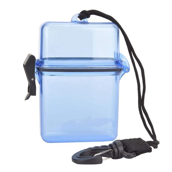 Diving Dry Box, transparente schwimmende wasserdichte Unterwasser-Kunststoffbox wasserdichte Tauchversiegelung Trockene Aufbewahrungsbox mit Seilhaken zum Surfen (Transparent Blue)