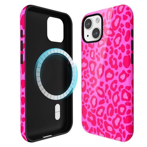 Svanove for iPhone 15 Case Cheetah Print, Compatible with Magsafe Magnetic Leopard Phone Case, Girly Cute Trendy Retro Animal Print Aesthetic Design Hard Shell Case for Women, Hot Pink