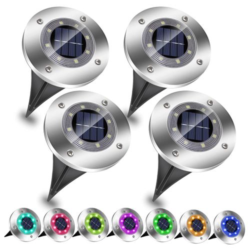 EXTRASTAR Solar Light for Outdoor Garden, Multicolor Solar Ground Lights with 8 LEDs Chips, (4 Pack), RGB Color Changing IP65 Waterproof Solar Powered Pathway Lights, Outdoor Landscape Lamp