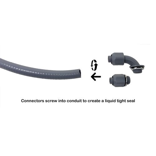 Sealproof Power Whip Assembly, 1/2-Inch x 6 Ft Nonmetallic Liquid Tight Flexible Electrical Conduit and 10 Gauge Wire Single Phase Preassembled A/C Hook-up Whip Kit, 1/2"