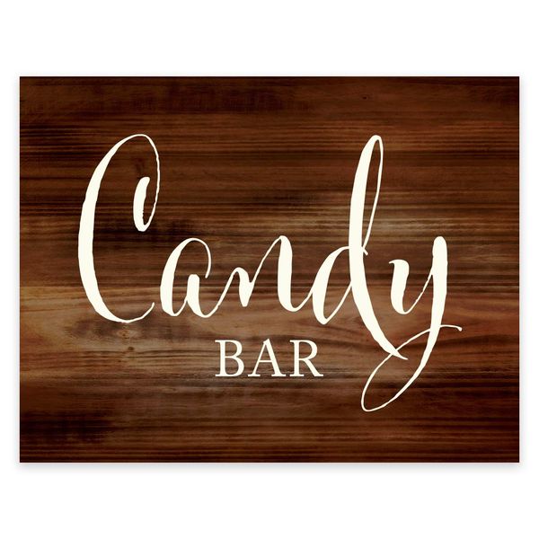Andaz Press Wedding Party Signs, Rustic Wood Print, 8.5x11 inch, Candy Bar Reception Dessert Table Sign, 1 Pack, Food Candy Bar
