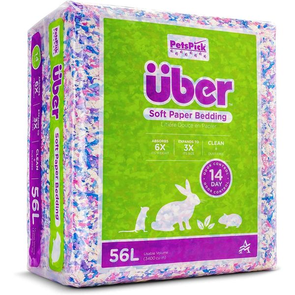 PETSPICK Uber Soft Paper Pet Bedding for Small Animals, Confetti Multi, 56 L