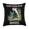 Easily Distracted by Badgers Badger Throw Pillow