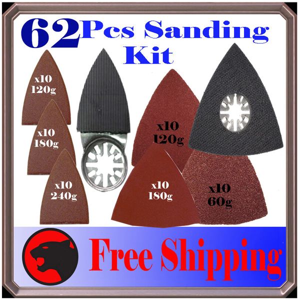 62 Pc Sanding Kit Oscillating Multi Tool Sand Pad For Milwaukee Fein Multimaster