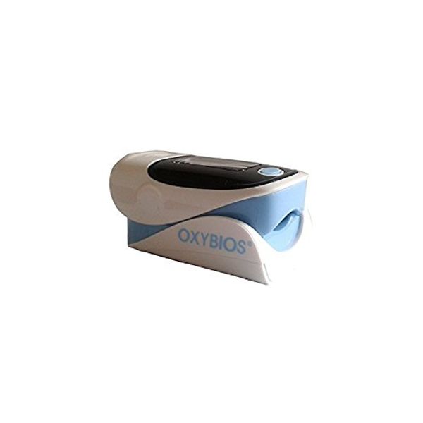 Blue Pulse Oximeter - heart rate monitor with instructions in french - taking the pulse and saturation in oxygen (SPO2)