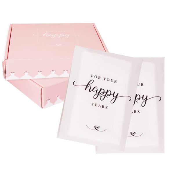 Wedding Tissues Packs For Guests- Set of 40- For Your Happy Tears Tissues- Wedding Favors for Guests – Frosted-Paper – Bulk Individual Tissue Packs & Items for Wedding Welcome Bags by PureRejuva