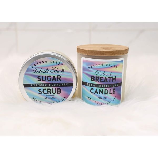 Combo Pack - Peppermint & Eucalyptus Sugar Scrub Body Scrub and Relax & Breath 1
