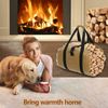 Firewood Log Carrier Bag Waxed Canvas Log Holders Security Strap for Camping