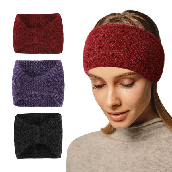 DOCILA Winter Knit Wide Headbands For Women Non Slip Stretchy Ear Neck Warmer Turban Hair Bands Warm Bulky Crocheted Headwrap Accessories