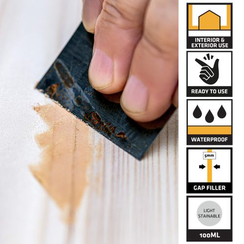 Everbuild Multipurpose Wood Filler – Ideal For Filling Small Imperfections – Sandable – Light Stainable – Easy Squeeze Tube – 100ml