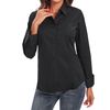 Esabel.C Womens Button Down Shirts Long Sleeve Regular Fit Stretch Work Blouse Black M