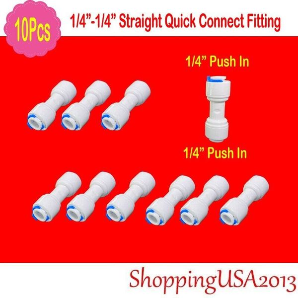 10 Pcs 1/4-1/4 Quick Connect Straight Fitting Connector Push In Ro Water Filter