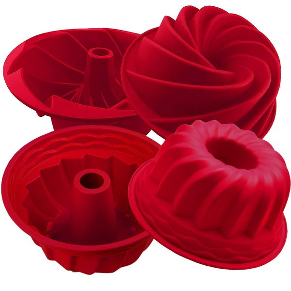 IELEK Silicone Fulted Pan Cake Nonstick Jello Molds Tube for Baking Cake, Jello, Gelatin, Bread, Para Gelatinas