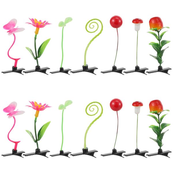 FRCOLOR 28pcs Bean Sprout Hair Clips Funny Flower Plant Hair Clips Little Grass Hair Barrette Cute Plant Hairpins Halloween Cosplay for Women Girls