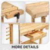 Solid Rubber Wood Workbench Work Desk w/ Drawer + Open Space + Adjustable Handle