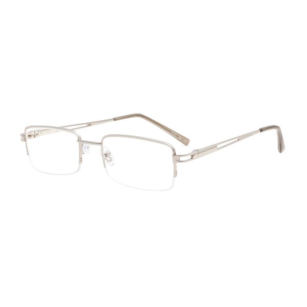 Eyekepper Readers Rectangle Half-Rim Spring Temples Reading Glasses Silver +2.75