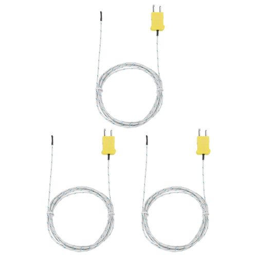 MECCANIXITY 3pcs K Type Thermocouple Probe Mini Connector Temperature Sensor Universal for TM-902C TES1310 Thermometer, -50-400C 6.6ft White