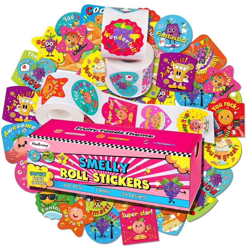 HORIECHALY 3 Rolls Scratch and Sniff Stickers for kids, 600PCS Smelly ...