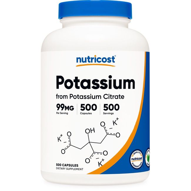 Nutricost Potassium Citrate 99mg, 500 Capsules - Gluten Free & Non-GMO