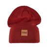 Urban Classics Synthetic Leatherpatch Long Beanie Hat, Burgundy, One Size