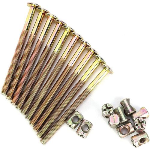 10 PCS M6*65mm Furniture Bolt Nut Set Zinc Plated Hex Socket Screw With L Type Wrench for Furniture Cots Beds Crib and Chairs (M6*65mm)