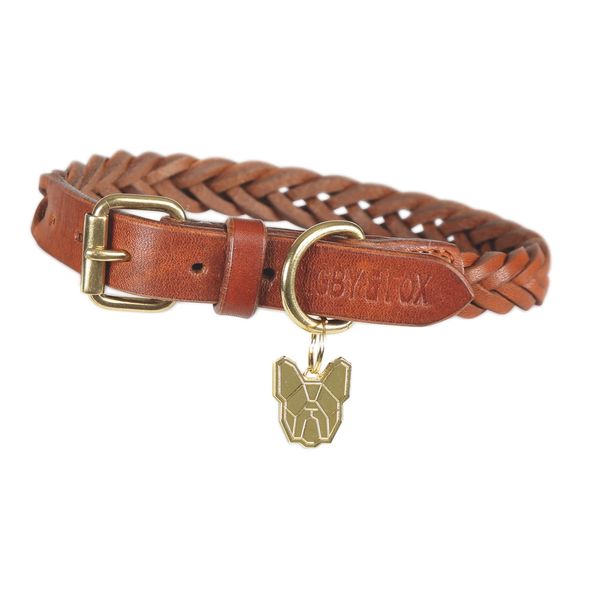 Shires Digby and Fox Plaited Dog Collar - Tan: Extra Small